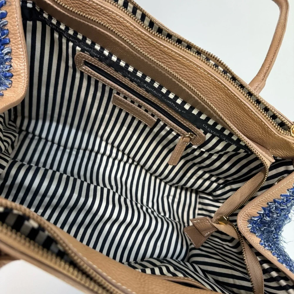 Clever Carriage Company Leather Crochet Shopper Bag